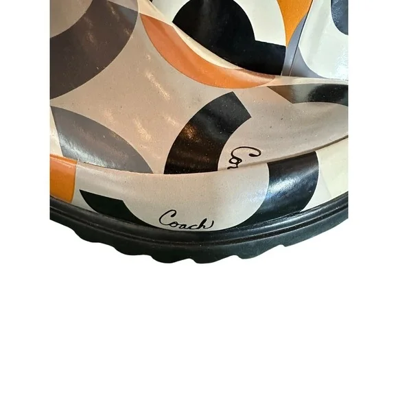 Coach Peony Pull On Rain Boots‎ Size 6 Style A7340 Signature C Logo Brand New - Picture 2 of 5